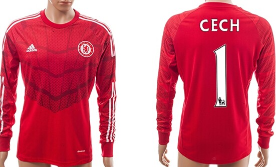 2014/15 Chelsea FC #1 Cech Goalkeeper Red Soccer AAA+ T-Shirt
