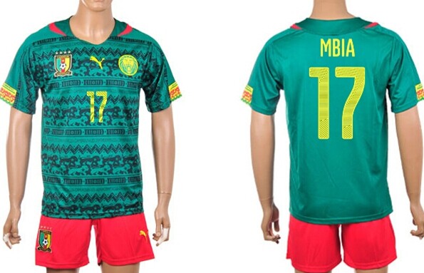 2014 World Cup Cameroon #17 Mbia Home Soccer Shirt Kit