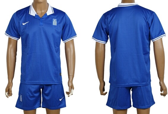 2014 World Cup Greece Blank (or Custom) Away Soccer Shirt Kit