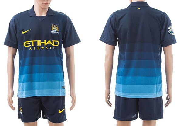 2014/15 Manchester City Blank (or Custom) Away Soccer Shirt Kit