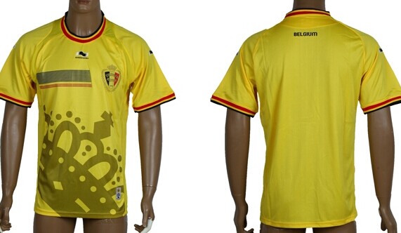 2014 World Cup Belgium Blank (or Custom) Second Away Yellow Soccer AAA+ T-Shirt