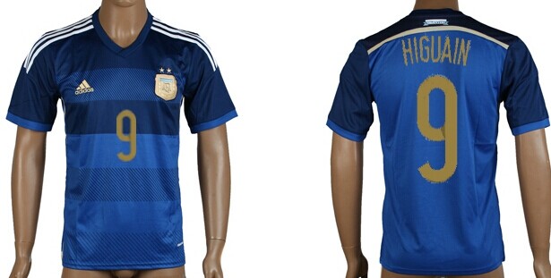 2014 World Cup Argentina #9 Higuain Away Soccer AAA+ T-Shirt