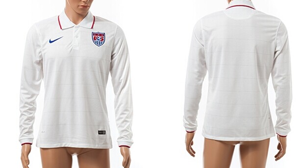 2014 World Cup USA Blank (or Custom) Home Soccer Long Sleeve AAA+ T-Shirt