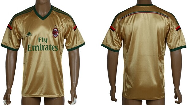 2014/15 AC Milan Blank (or Custom) Away Gold Soccer AAA+ T-Shirt