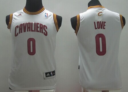 Cleveland Cavaliers #0 Kevin Love White Kids Jersey