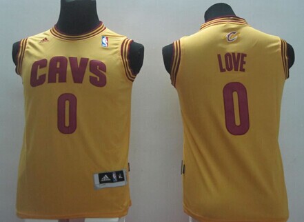 Cleveland Cavaliers #0 Kevin Love Yellow Kids Jersey