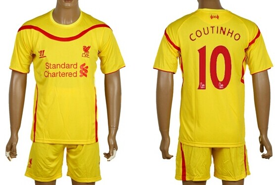 2014/15 Liverpool FC #10 Coutinho Away Soccer Shirt Kit