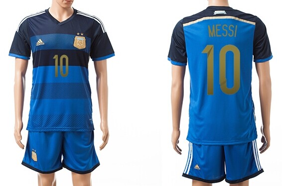 2014 World Cup Argentina #10 Messi Away Soccer Shirt Kit