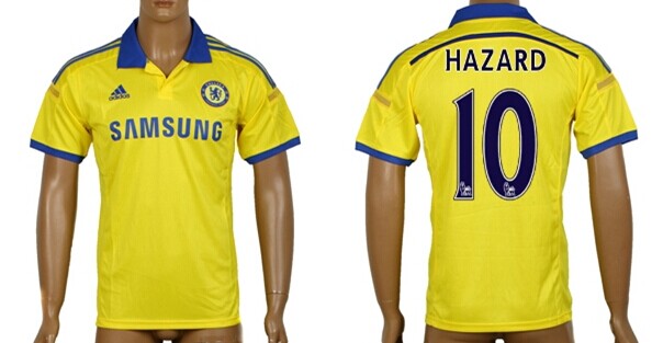 2014/15 Chelsea FC #10 Hazard Away Yellow Soccer AAA+ T-Shirt