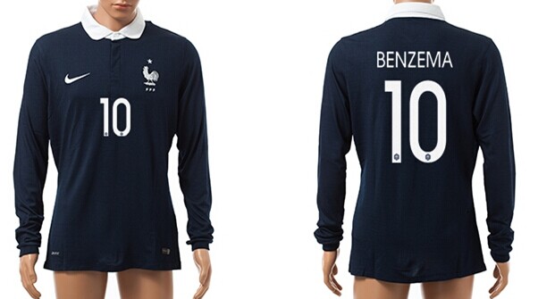2014 World Cup France #10 Benzema Home Soccer Long Sleeve AAA+ T-Shirt