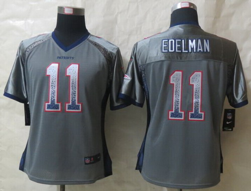Nike New England Patriots #11 Julian Edelman 2013 Drift Fashion Gray Womens Jersey