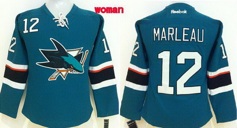 San Jose Sharks #12 Patrick Marleau 2014 Blue Womens Jersey