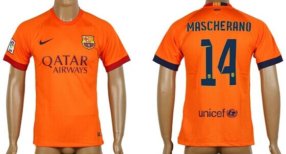 2014/15 FC Bacelona #14 Mascherano Away Soccer AAA+ T-Shirt
