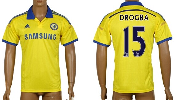2014/15 Chelsea FC #15 Drogba Away Yellow Soccer AAA+ T-Shirt