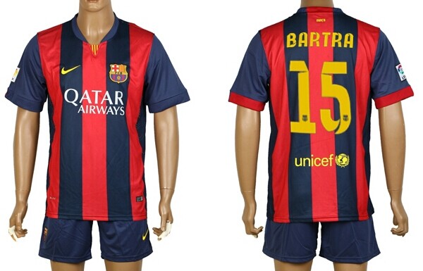 2014/15 FC Bacelona #15 Bartra Home Soccer Shirt Kit