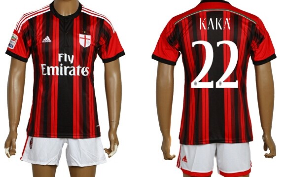 2014/15 AC Milan #22 Kaka Home Soccer Shirt Kit