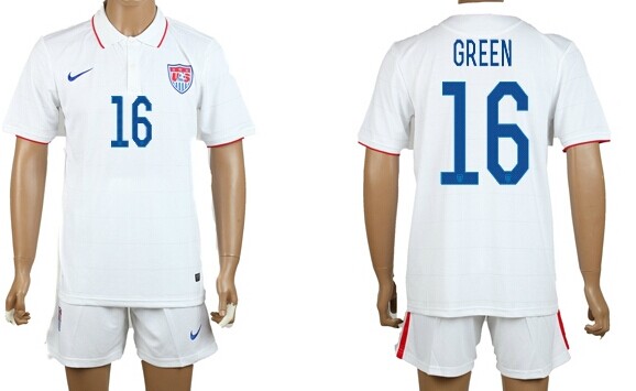2014 World Cup USA #16 Green Home Soccer Shirt Kit
