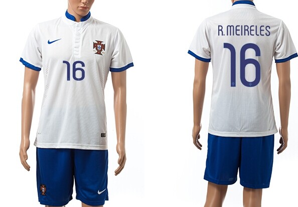 2014 World Cup Portugal #16 R.Meireles Away White Soccer Shirt Kit