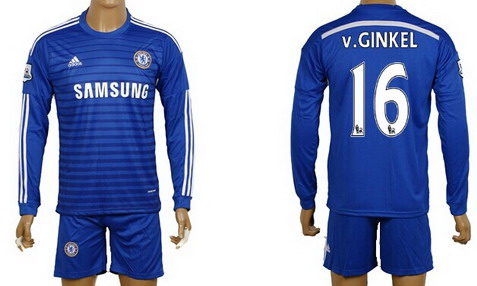 2014/15 Chelsea FC #16 v.Ginkel Home Long Sleeve Shirt Kit