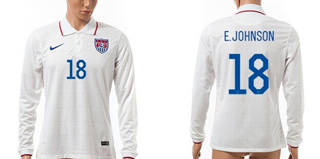 2014 World Cup USA #18 E.Johnson Home Soccer Long Sleeve AAA+ T-Shirt