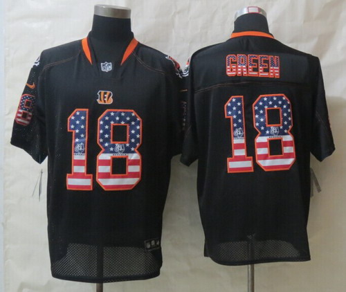 Nike Cincinnati Bengals #18 A.J. Green 2014 USA Flag Fashion Black Elite Jersey