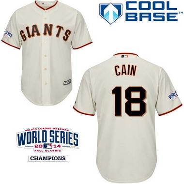 San Francisco Giants #18 Matt Cain 2014 World Series Cream Jersey