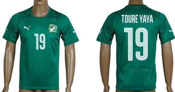 2014 World Cup Cote d'Ivoire #19 Toure Yaya Away Soccer AAA+ T-Shirt