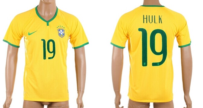 2014 World Cup Brazil #19 Hulk Home Soccer AAA+ T-Shirt