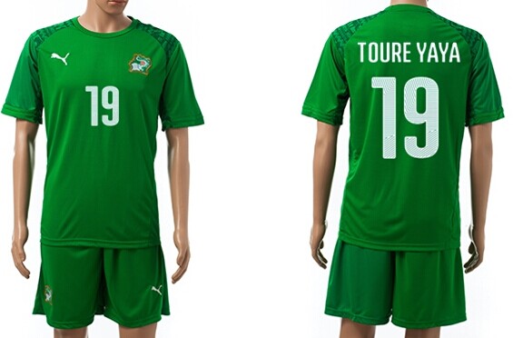 2014 World Cup Cote d'Ivoire #19 Toure Yaya Away Soccer Shirt Kit