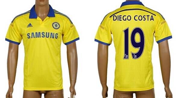 2014/15 Chelsea FC #19 Diego Costa Away Yellow Soccer AAA+ T-Shirt