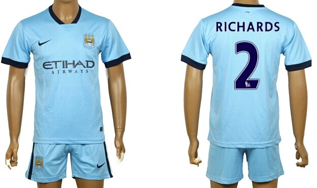 2014/15 Manchester City #2 Richards Home Soccer Shirt Kit