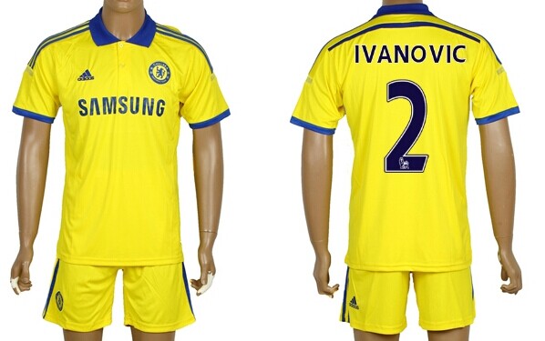 2014/15 Chelsea FC #2 Ivanovic Away Yellow Soccer Shirt Kit