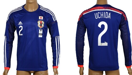 2014 World Cup Japan #2 Uchida Home Soccer Long Sleeve AAA+ T-Shirt