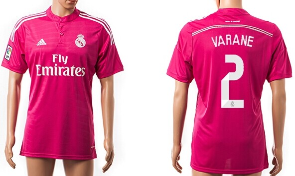 2014/15 Real Madrid #2 Varane Away Pink Soccer AAA+ T-Shirt
