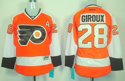 Philadelphia Flyers #28 Claude Giroux Orange Womens Jersey