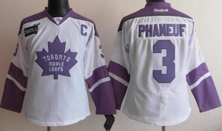 Toronto Maple Leafs #3 Dion Phaneuf White Womens Fights Cancer Jersey