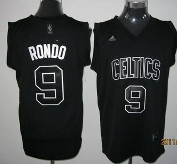 Boston Celtics #9 Rajon Rondo Black With Black Jersey