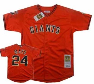 San Francisco Giants #24 Willie Mays Orange Throwback Jersey