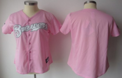 Milwaukee Brewers Blank Pink Womens Jersey
