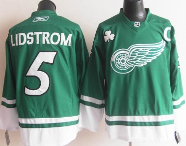 Detroit Red Wings #5 Nicklas Lidstrom St. Patrick's Day Green Jersey