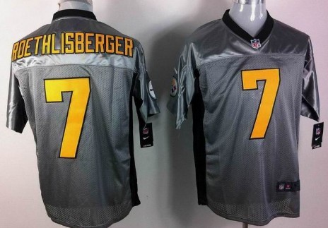 Nike Pittsburgh Steelers #7 Ben Roethlisberger Gray Shadow Elite Jersey