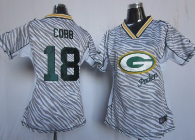 Nike Green Bay Packers #18 Randall Cobb 2012 Womens Zebra Fashion Jersey
