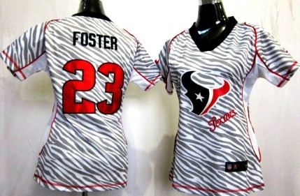 Nike Houston Texans #23 Arian Foster 2012 Womens Zebra Fashion Jersey