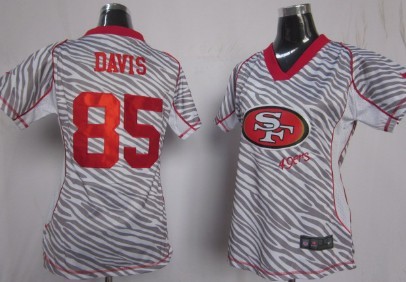 Nike San Francisco 49ers #85 Vernon Davis 2012 Womens Zebra Fashion Jersey