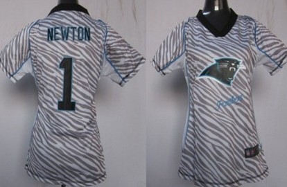 Nike Carolina Panthers #1 Cam Newton 2012 Womens Zebra Fashion Jersey