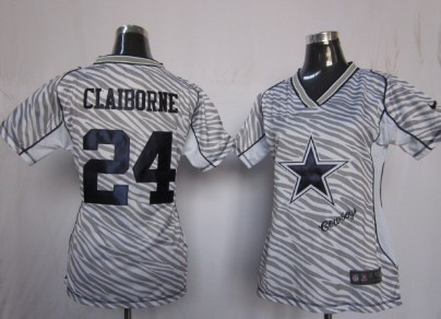 Nike Dallas Cowboys #24 Morris Claiborne 2012 Womens Zebra Fashion Jersey