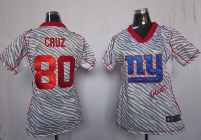 Nike New York Giants #80 Victor Cruz 2012 Womens Zebra Fashion Jersey