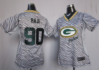 Nike Green Bay Packers #90 B.J. Raji 2012 Womens Zebra Fashion Jersey