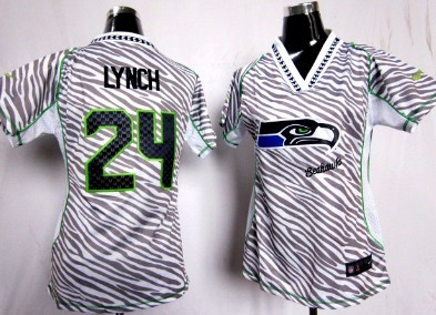 Nike Seattle Seahawks #24 Marshawn Lynch 2012 Womens Zebra Fashion Jersey