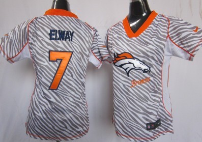 Nike Denver Broncos #7 John Elway 2012 Womens Zebra Fashion Jersey